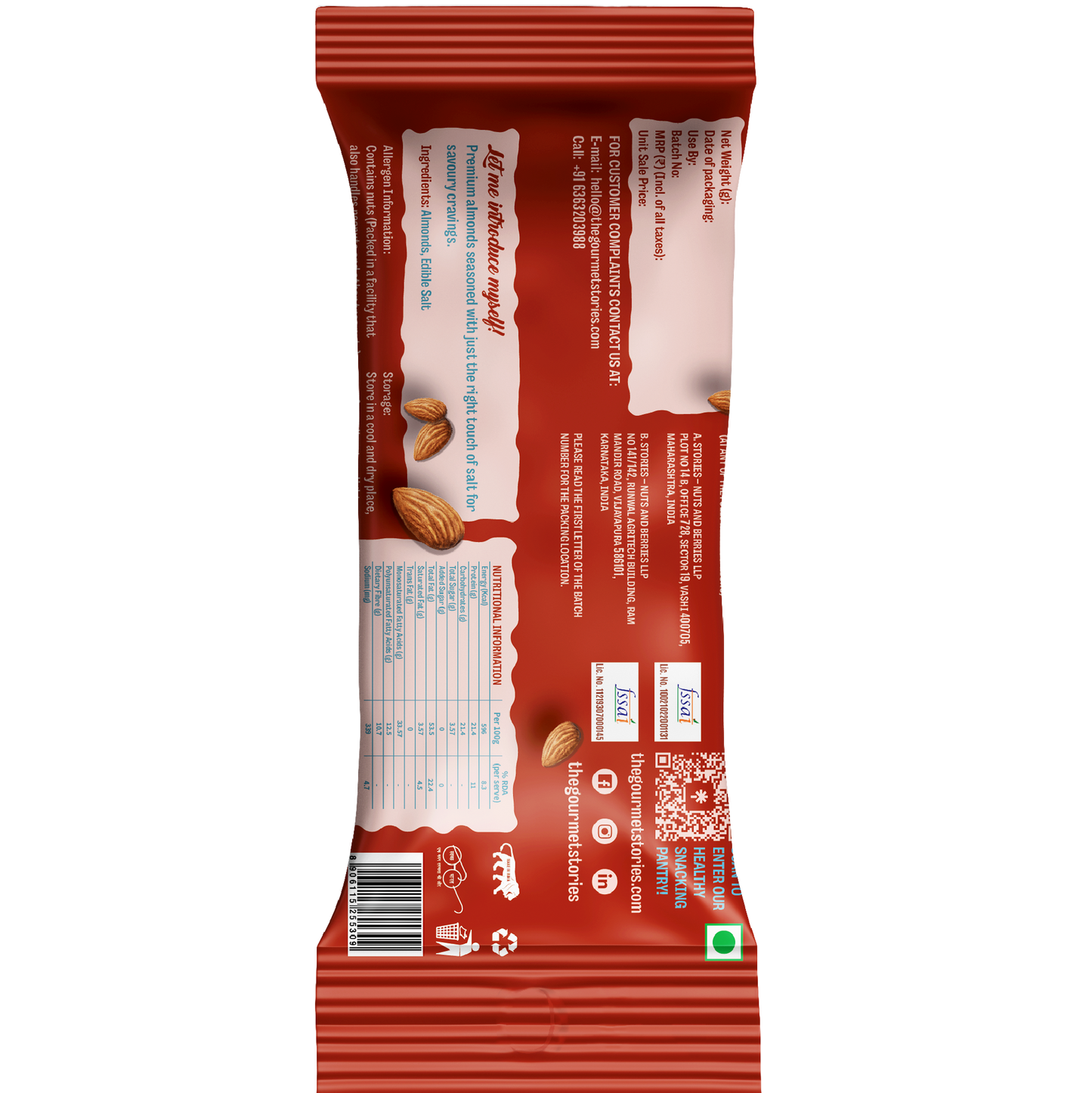 Quick Bites - Salted Almonds - 20Gm x 6pc