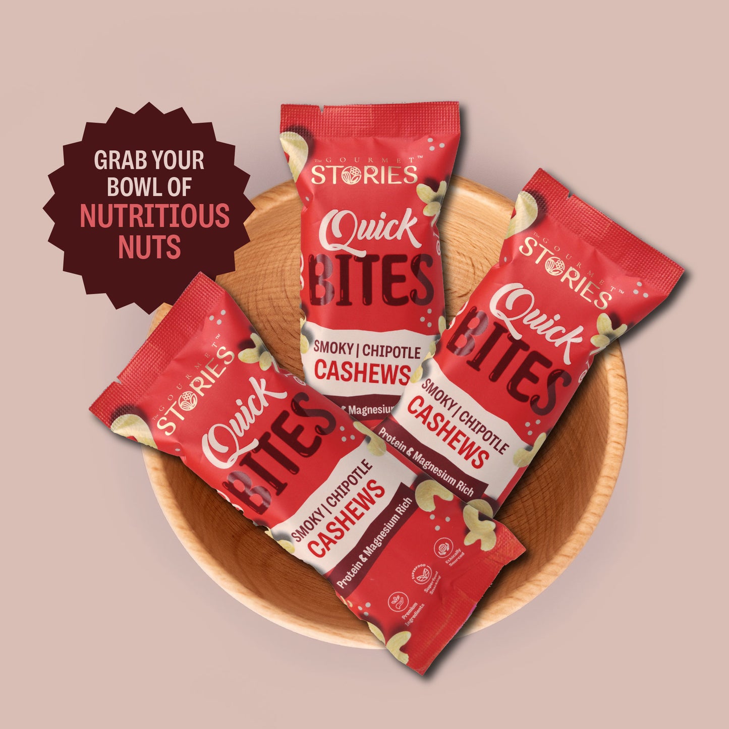 Quick Bites - Chipotle Cashews - 20Gm x 6Pc