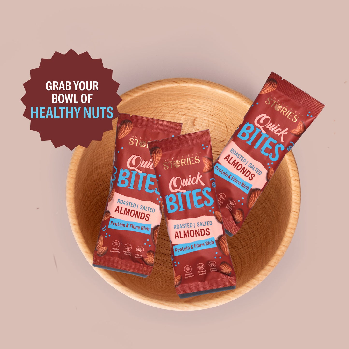 Quick Bites - Salted Almonds - 25Gm x 6pc